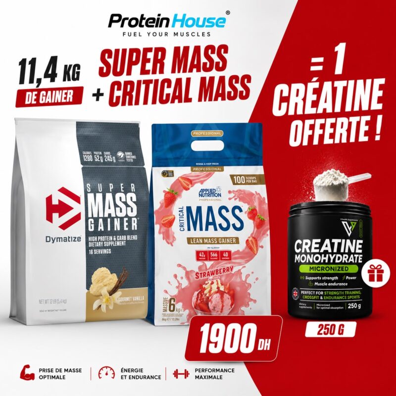 Super Mass 5,4kg + Critical mass 6kg + Creatine Monohydrate 250g