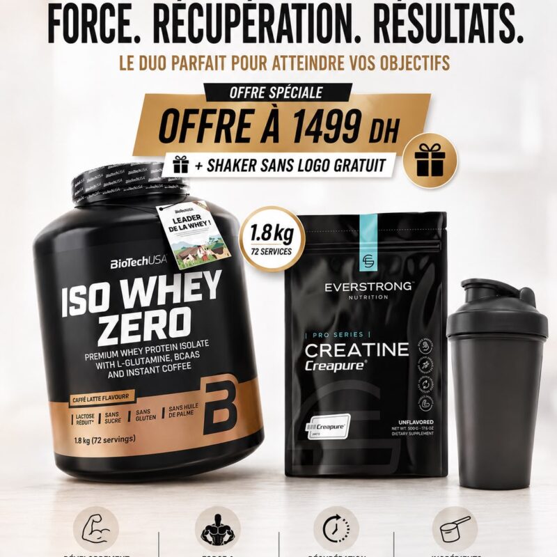 iso whey zeo 1,8kg + Creapure 500g + shaker
